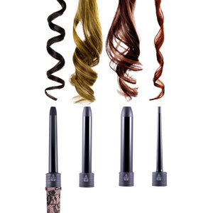 4 Piece Tourmaline Curling Wand Set - Pink Lace - RoyaleUSA