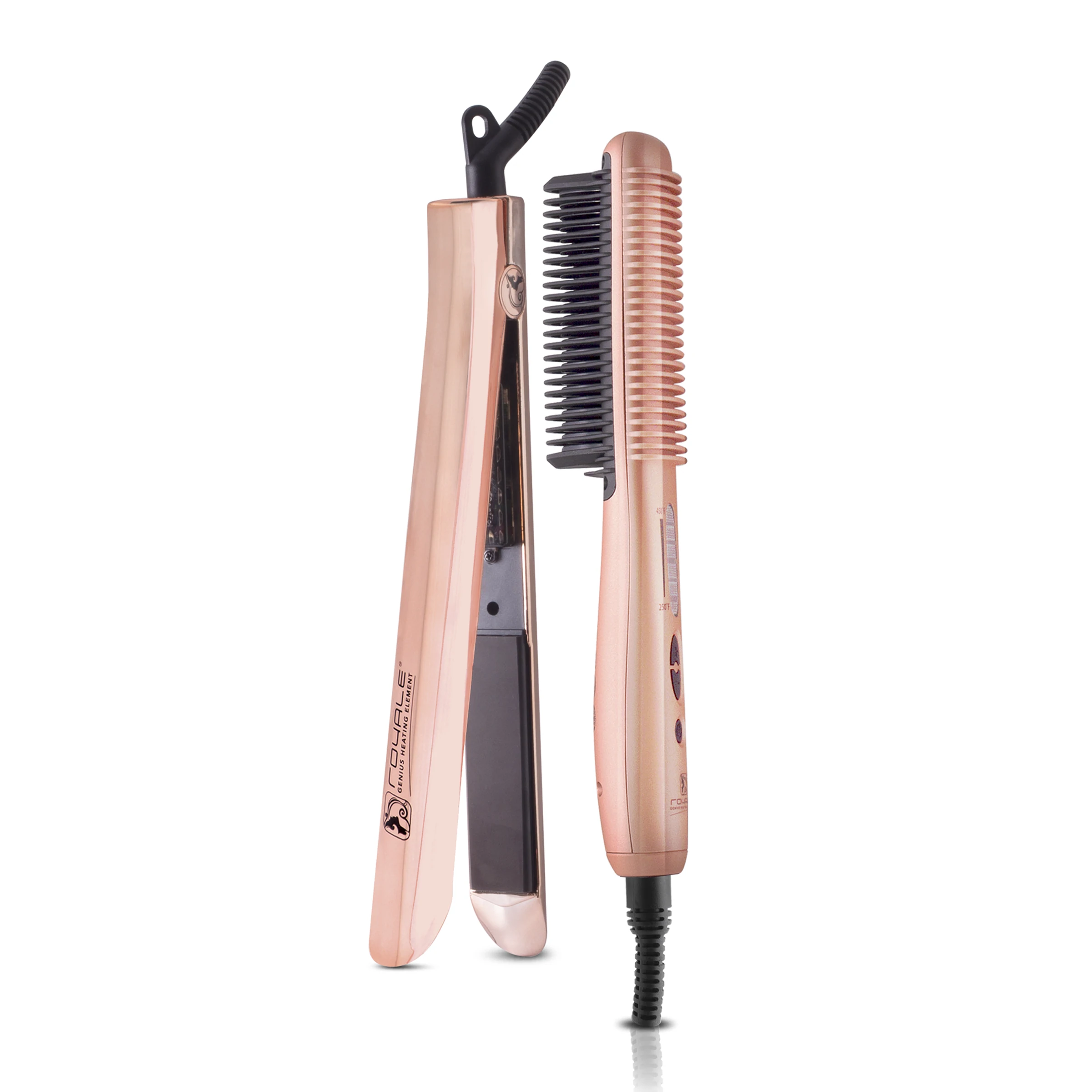Duet Set Platinum Flat Iron Platinum Heating Brush RoyaleUSA