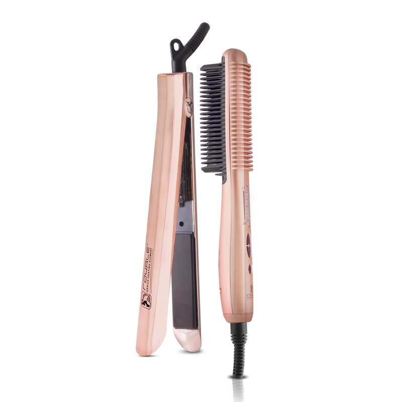 Brush and shop flat iron combo