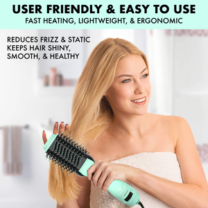 Flawless Magic 3-in-1 Blower Brush | Static Free Ionic Generator, Hair Dryer, & Detangler - Deep Sea Turquoise