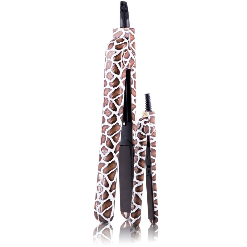 Pretty in Print Metro 100% Ceramic Plates Hair Straightener Set - Giraffe - RoyaleUSA